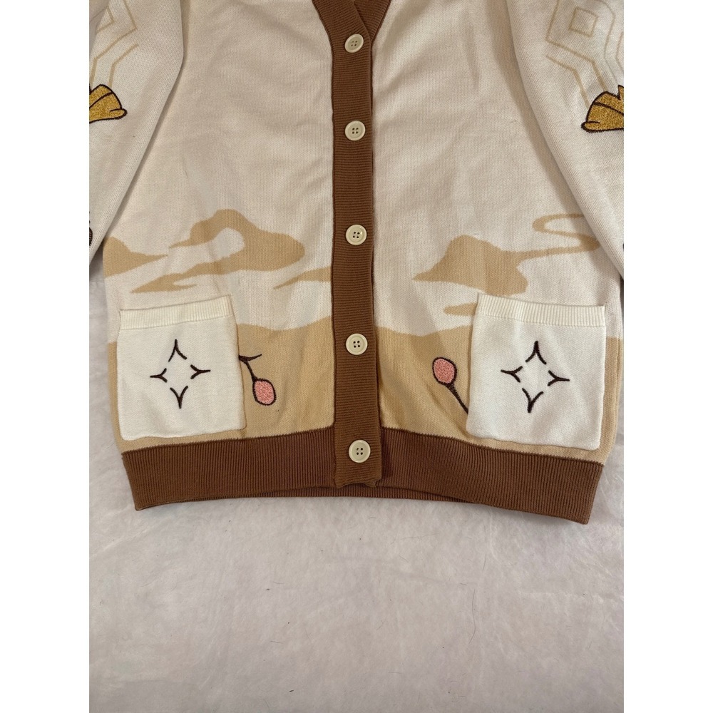 Genshin Impact flowers zhongli cotton embroidered Cardigan Cream Tan Medium - Picture 7 of 16